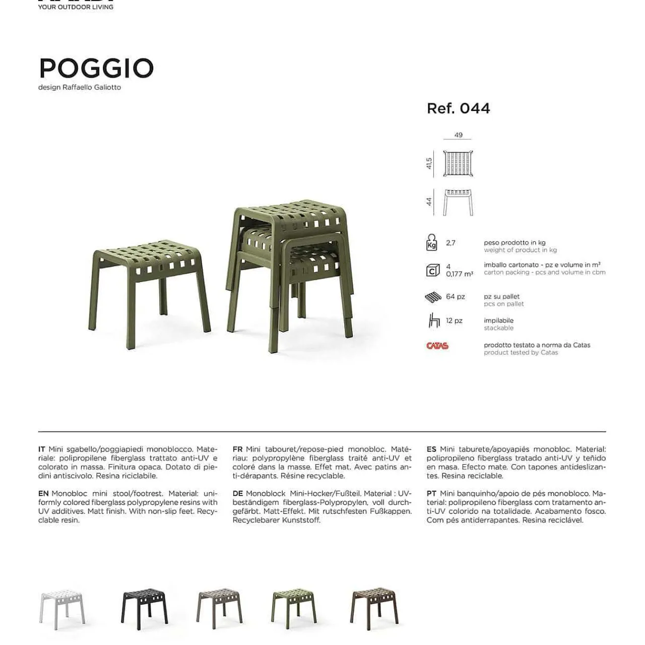 NARDI outdoor Garten Hocker Poggio Agave> Gartenhocker