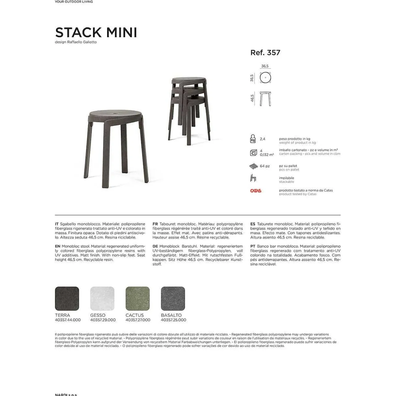 NARDI outdoor Garten Hocker Stack Mini Grun> Gartenhocker
