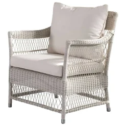 mutoni ethnic Garten Sessel Camille Polyrattan Bianco Wash> Gartensessel