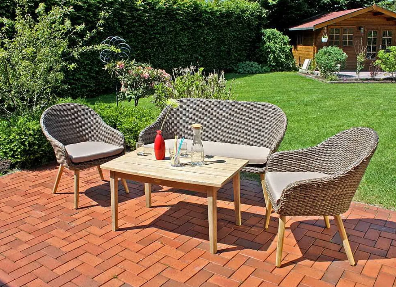 mutoni pleasure Garten Sitzgruppe Rapallo Akazie Natur Grau (3-Tlg)> Balkon-Sets