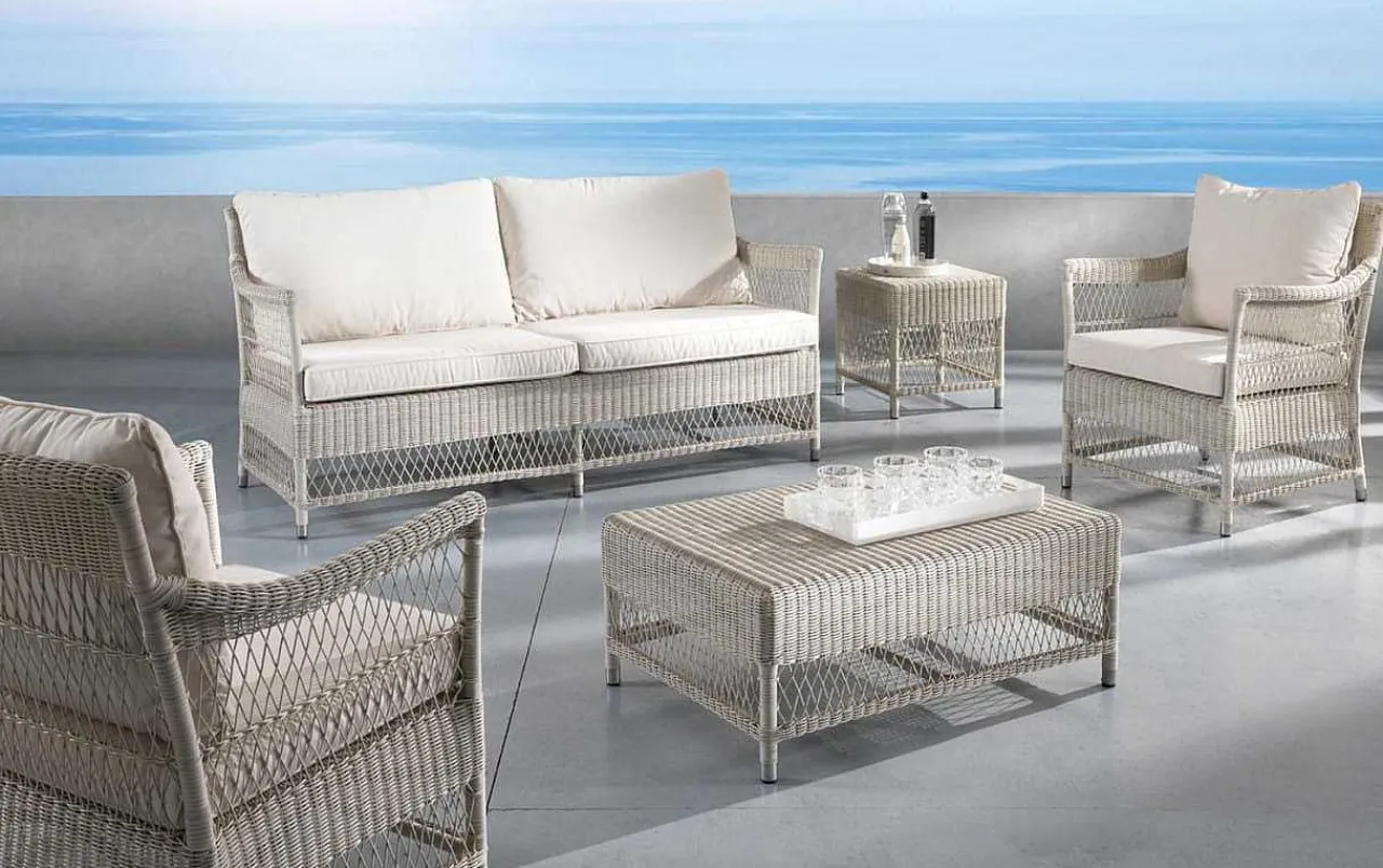 mutoni ethnic Garten Sofa Camille Polyrattan Bianco Wash 172> Gartensofas