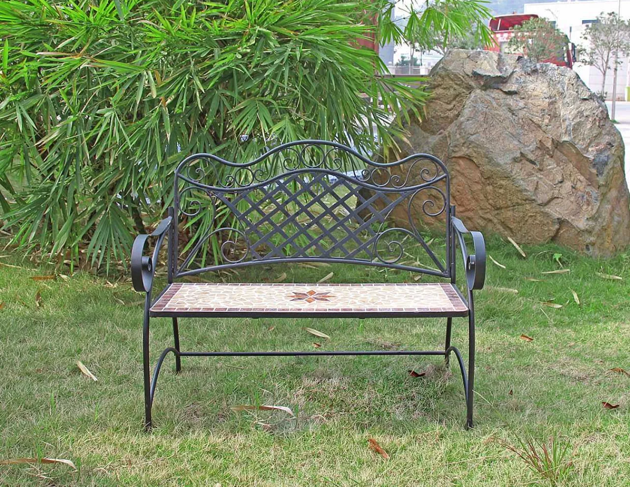 mutoni pleasure Gartenbank Amarillo Mosaik Braun 115> Gartenbänke