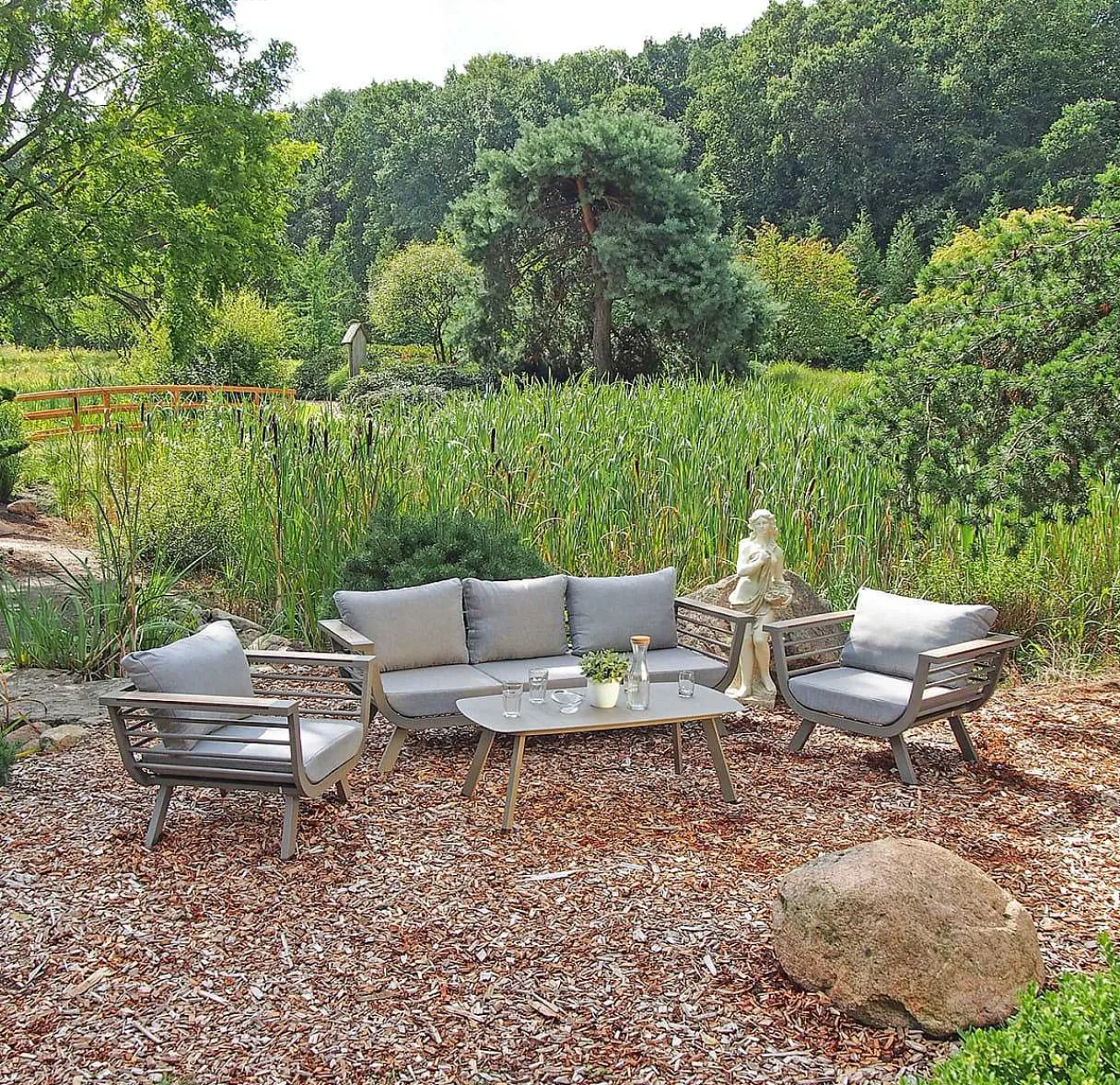 mutoni pleasure Gartenlounge Aroa Hellgrau (4-Er Set)> Gartenlounge