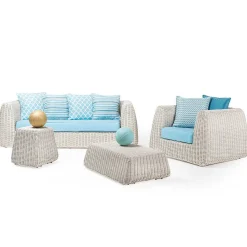 mutoni ethnic Gartenlounge Cactus Polyrattan Bianco Wash 4-Teilig><noscript><img width=