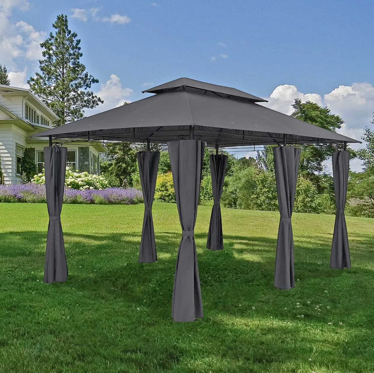 mutoni pleasure Gartenpavillon Moldau Anthrazit 400X300> Pavillons Und Gartenzelte