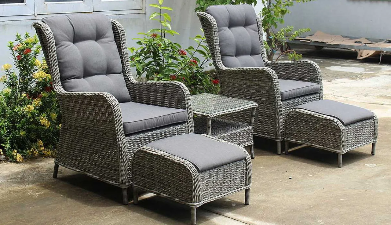 mutoni pleasure Gartensessel-Set Valencia Grau (5-Tlg)> Gartensessel