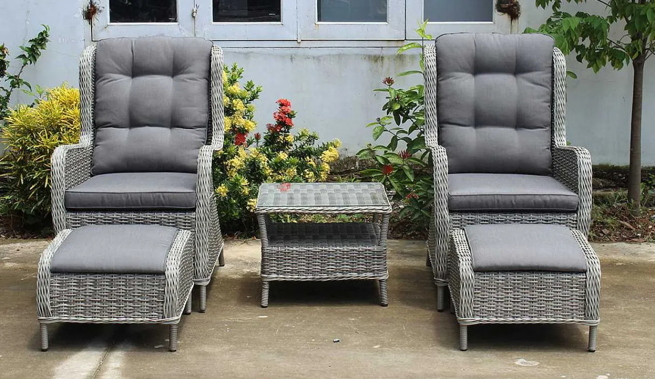 mutoni pleasure Gartensessel-Set Valencia Grau (5-Tlg)> Gartensessel
