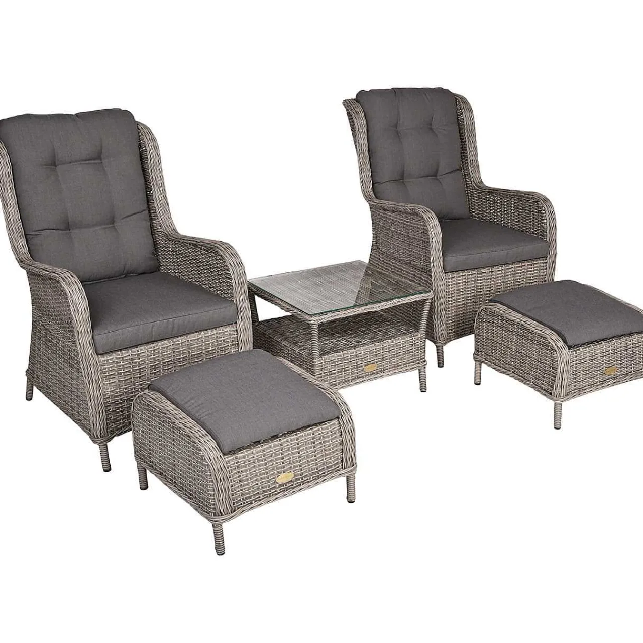 mutoni pleasure Gartensessel-Set Valencia Grau (5-Tlg)> Gartensessel