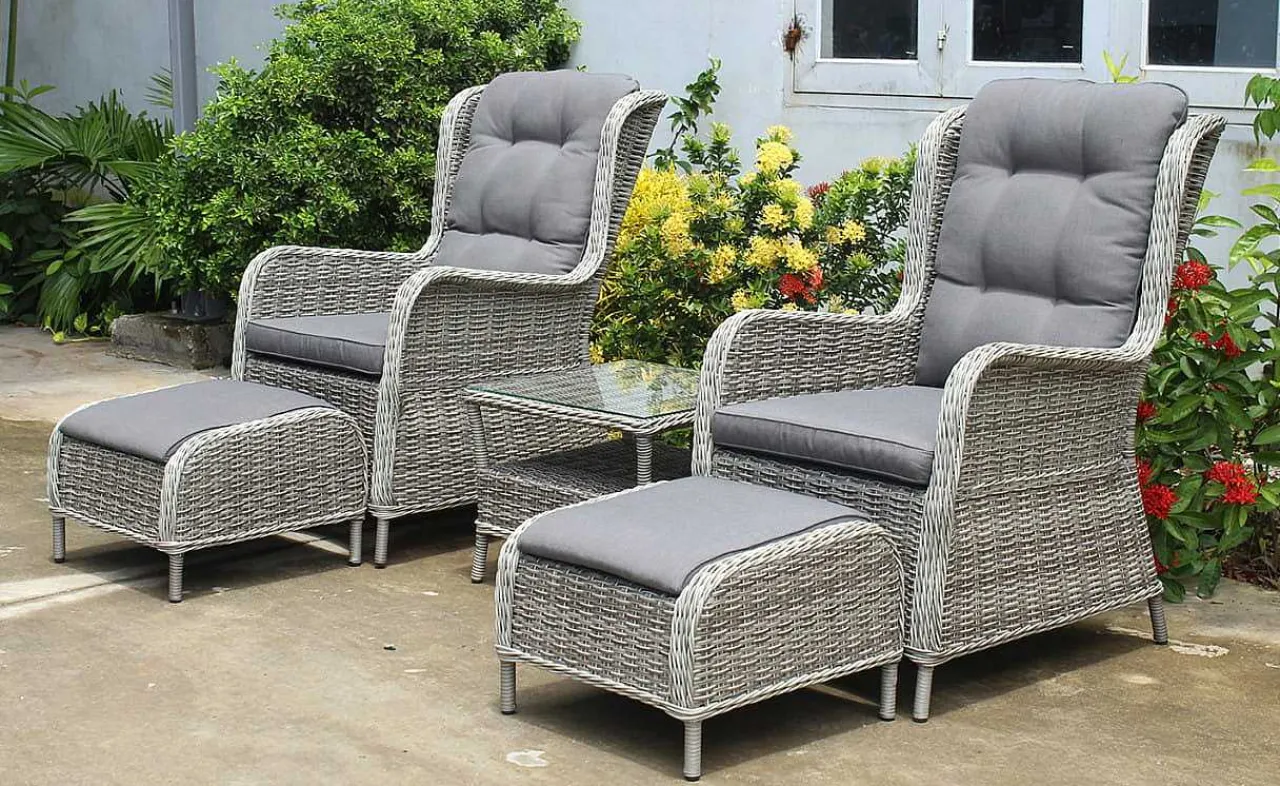 mutoni pleasure Gartensessel-Set Valencia Grau (5-Tlg)> Gartensessel