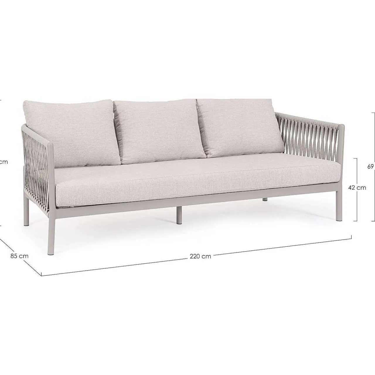 mutoni lifestyle Gartensofa Florencia 3-Sitzer Hellgrau> Gartensofas