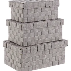 mutoni lifestyle Geflechte Schachtel Beige Nylon (3Er-Set)> Kisten & Truhen