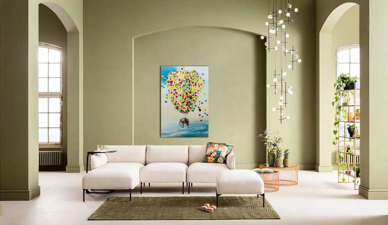 KARE Design Glasbild Balloon Elephant 100X150> Glasbilder