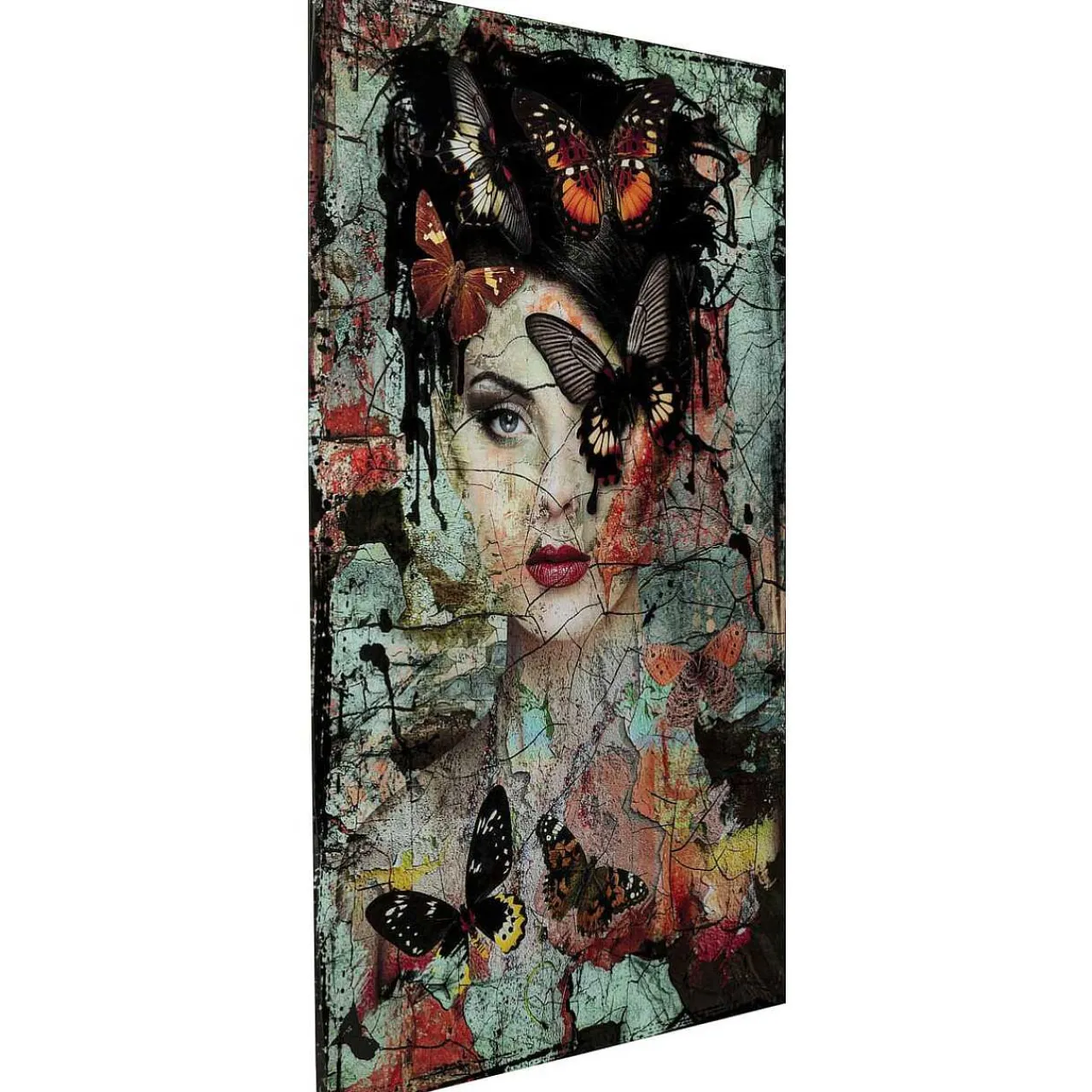 KARE Design Glasbild Lady Butterfly 100X150> Glasbilder