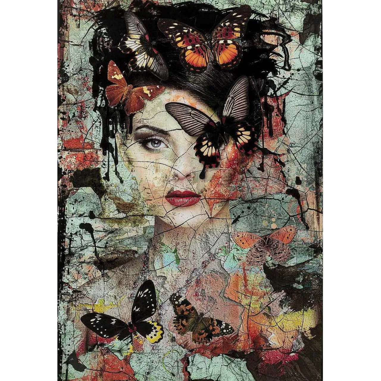 KARE Design Glasbild Lady Butterfly 100X150> Glasbilder
