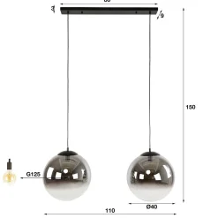mutoni industrial Hangelampe Bubble Shaded 2L Xl> Hängeleuchten