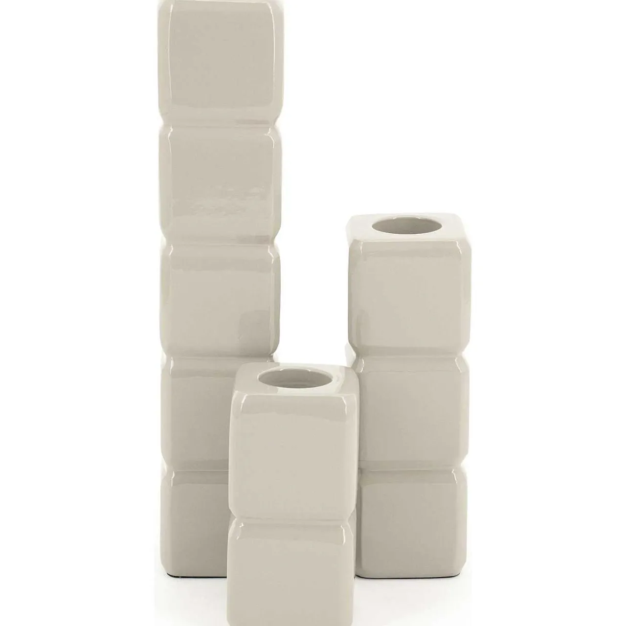By-Boo Kerzenständer Cube Taupe (3Er-Set)> Kerzenständer & -Halter