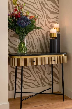 Richmond Interiors Konsolentisch Ironville Marmor Gold 100><noscript><img width=