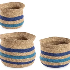 mutoni lifestyle Korb Ylenia Amphore Natur-Blau (3Er-Set)> Boxen & Körbe