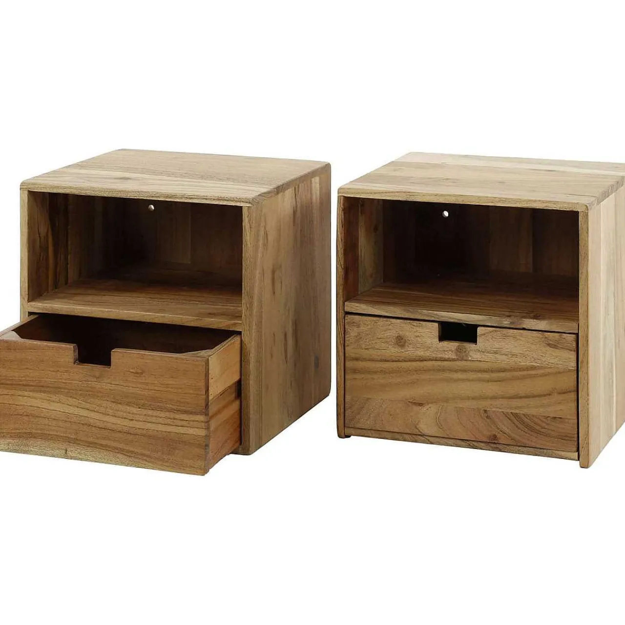 mutoni industrial Nachttisch Flat Akazie Natur (2Er-Set)> Schlafzimmer