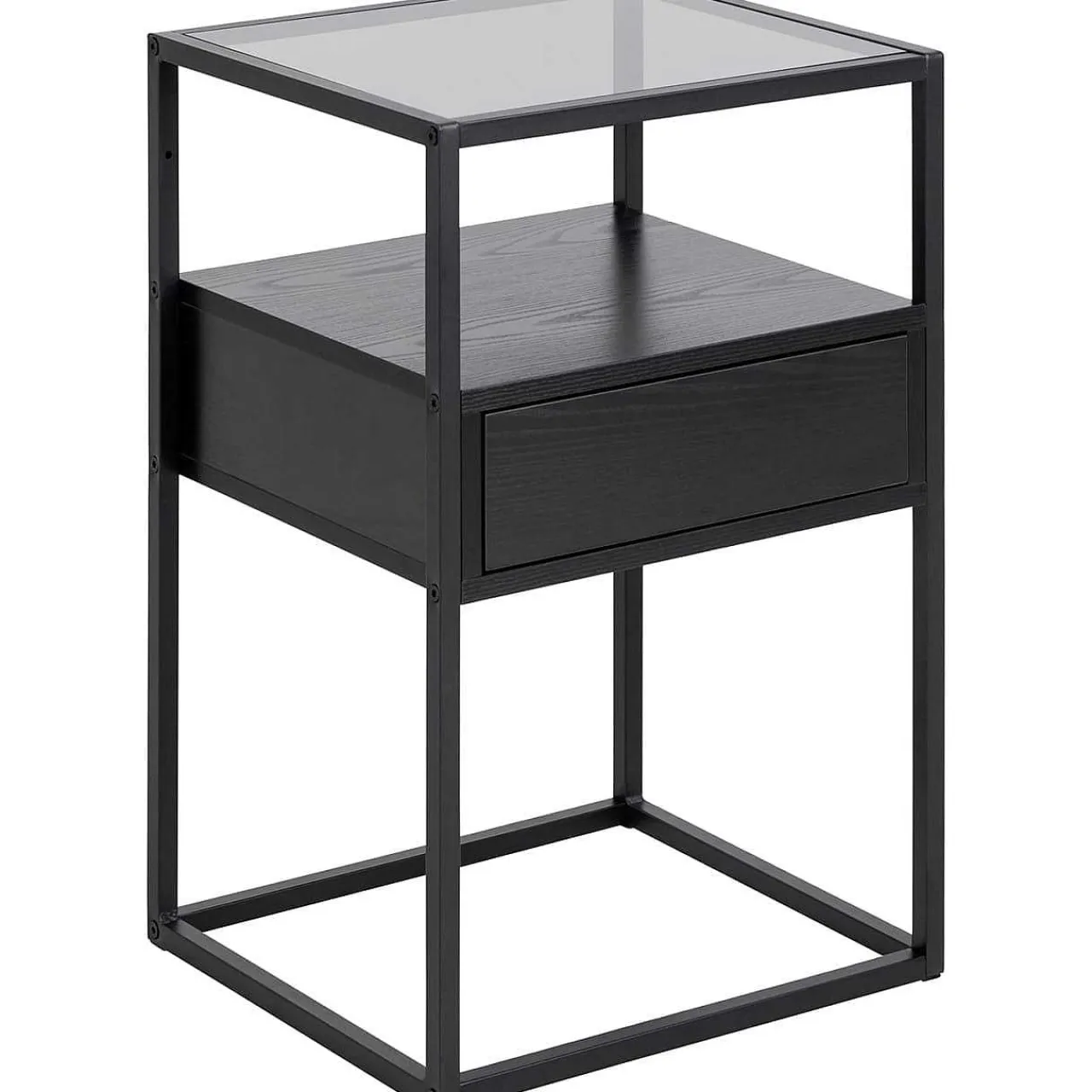 mutoni scandi Nachttisch Randall Glas Schwarz 40X35> Schlafzimmer