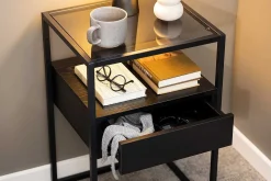 mutoni scandi Nachttisch Randall Glas Schwarz 40X35><noscript><img width=