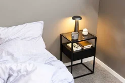 mutoni scandi Nachttisch Randall Glas Schwarz 40X35><noscript><img width=