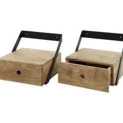 mutoni industrial Nachttisch Strip Akazie Natur (2Er-Set)> Schlafzimmer