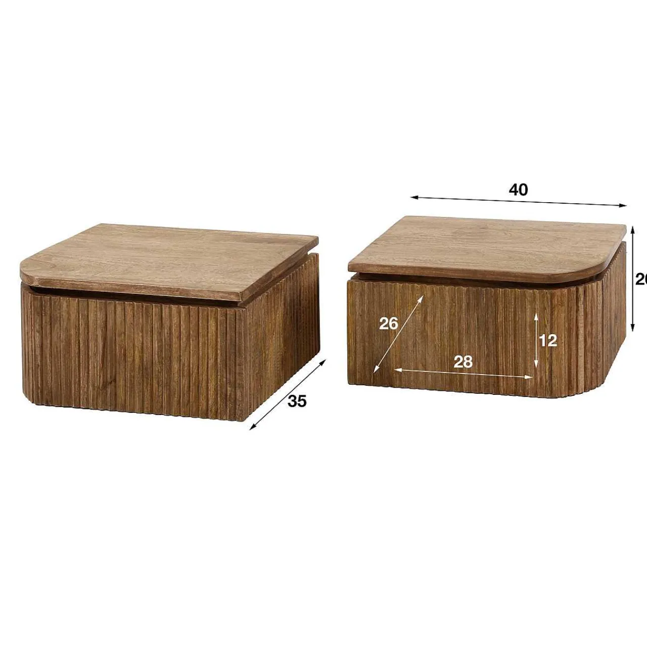 mutoni industrial Nachttisch Wave L/R Mango Sand (2Er-Set)> Schlafzimmer