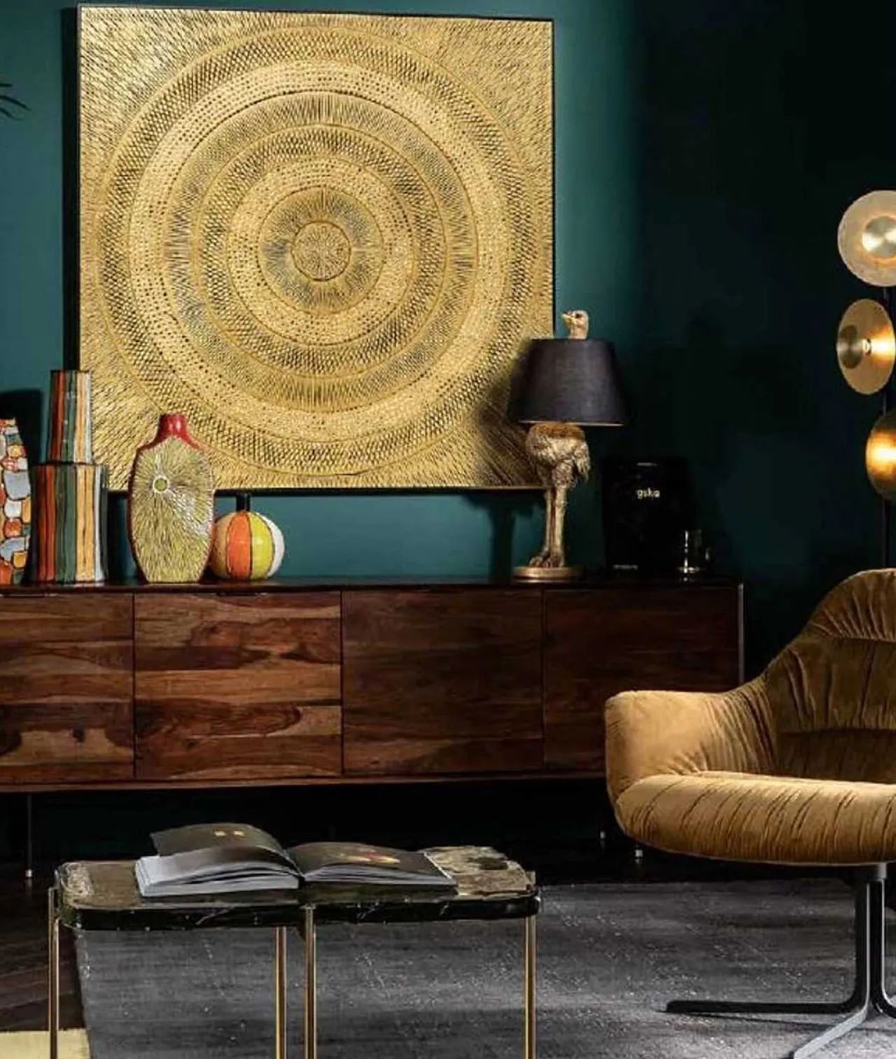 KARE Design Objektbild Art Circle Gold 120X120> Ölbilder