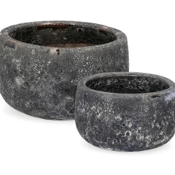 mutoni lifestyle Pflanzentopf Duyen Anthrazit (2Er-Set)> Gartenvasen Und Pflanzkübel