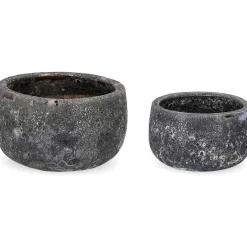 mutoni lifestyle Pflanzentopf Duyen Anthrazit (2Er-Set)> Gartenvasen Und Pflanzkübel