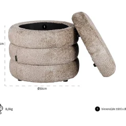 Richmond Interiors Pouf Adele Nature Rund 50> Hocker