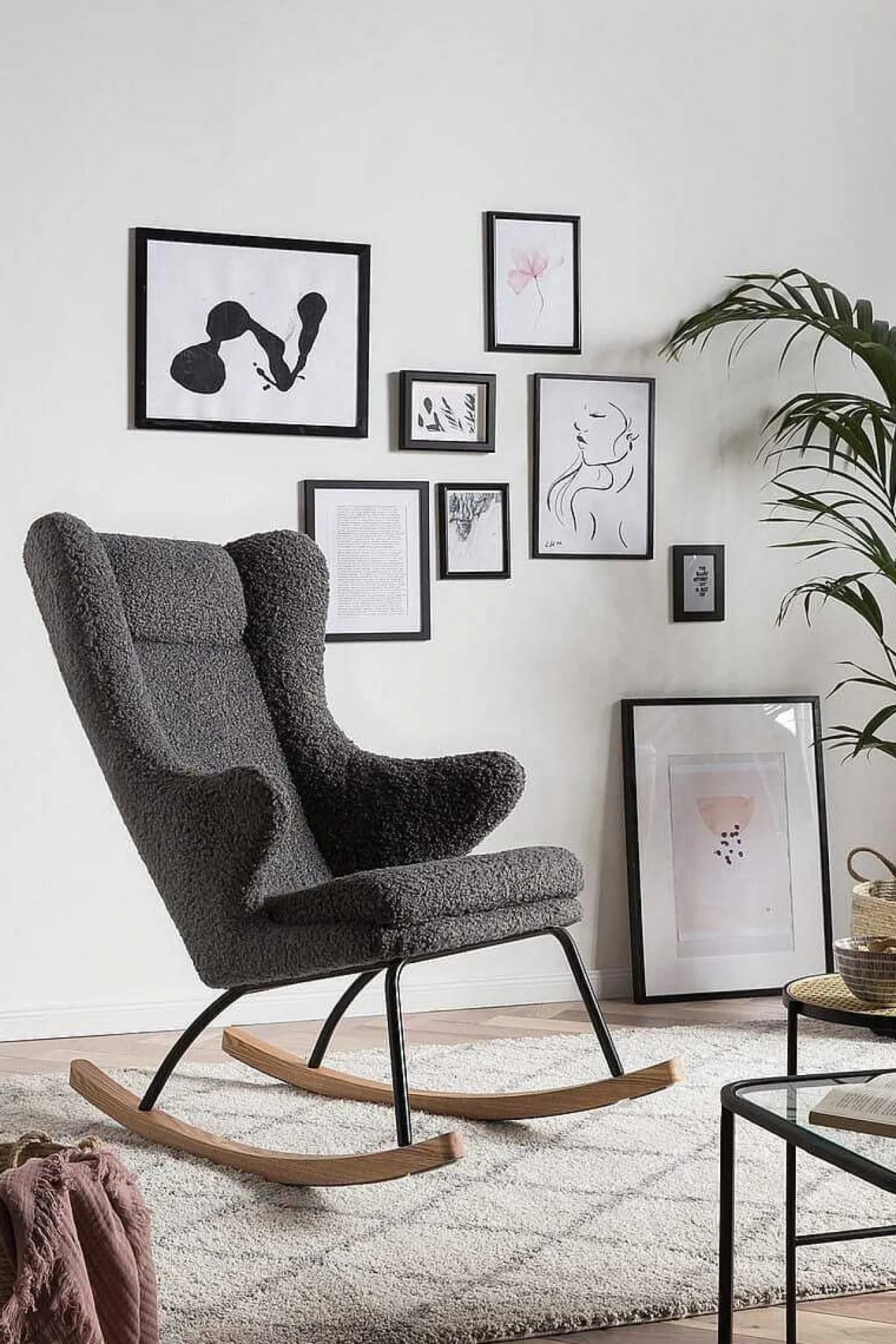 mutoni casual Schaukelstuhl Teddyfell Grau> Relaxsessel