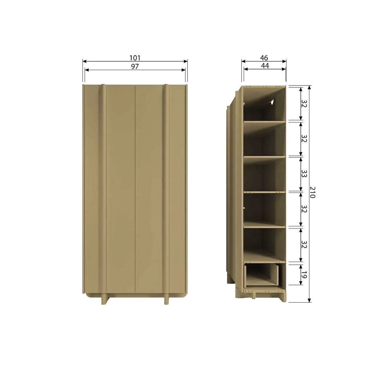 mutoni living Schrank Basu Kiefer Moss 210X101> Schränke