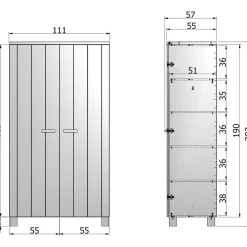 mutoni living Schrank Dennis Ledergriffe Kiefer Stahlgrau><noscript><img width=