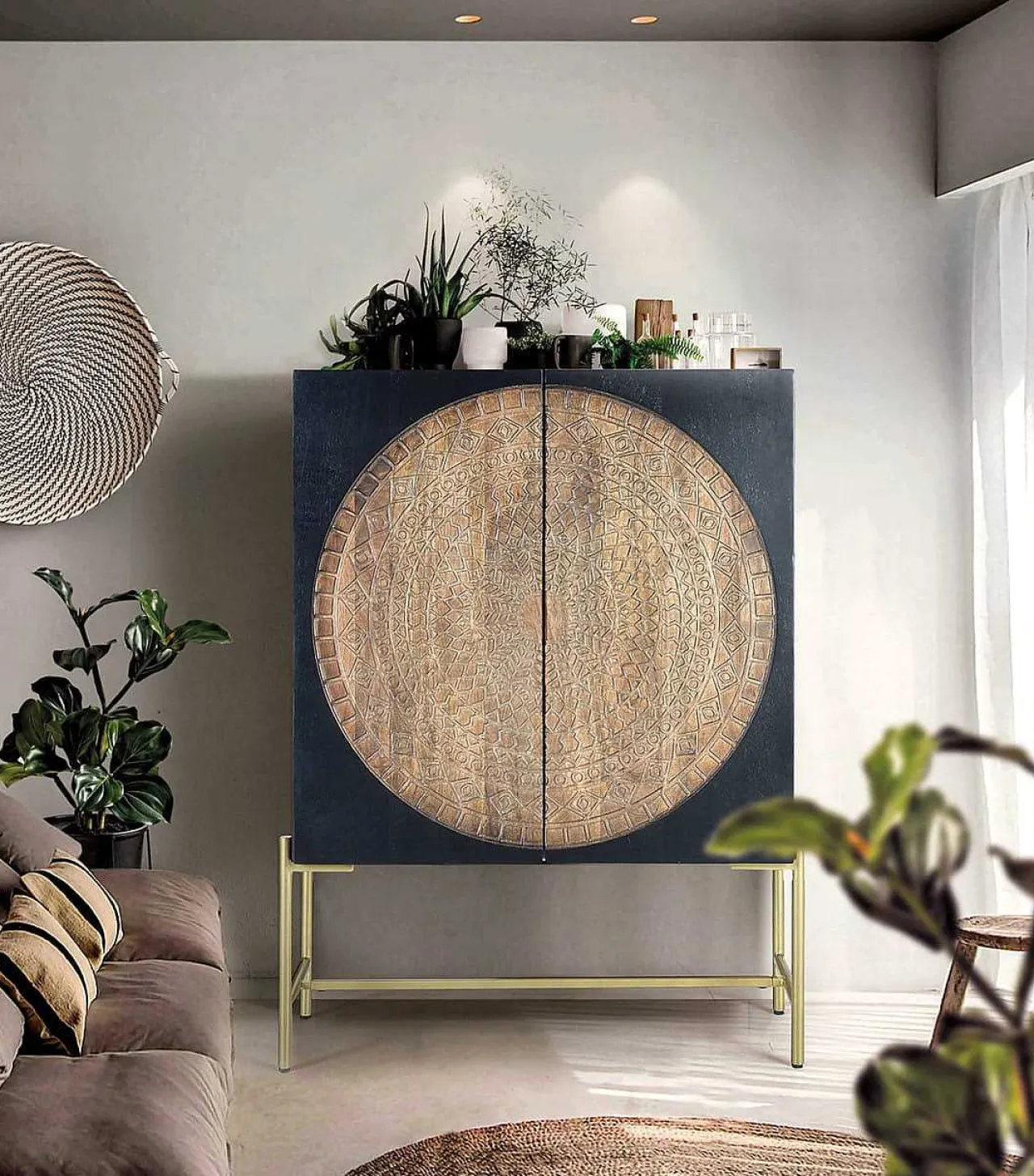 mutoni inspiration Schrank Rondo Mangoholz Dunkelbraun 100X143> Schränke