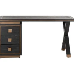 Richmond Interiors Schreibtisch Hunter Schwarz Gold Geburstet 150><noscript><img width=