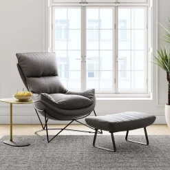 KARE Design Sessel Mit Hocker Snuggle Grau (2-Tlg)><noscript><img width=