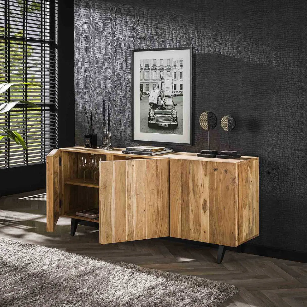 mutoni industrial Sideboard Block Akazie Natur 180> Sideboards