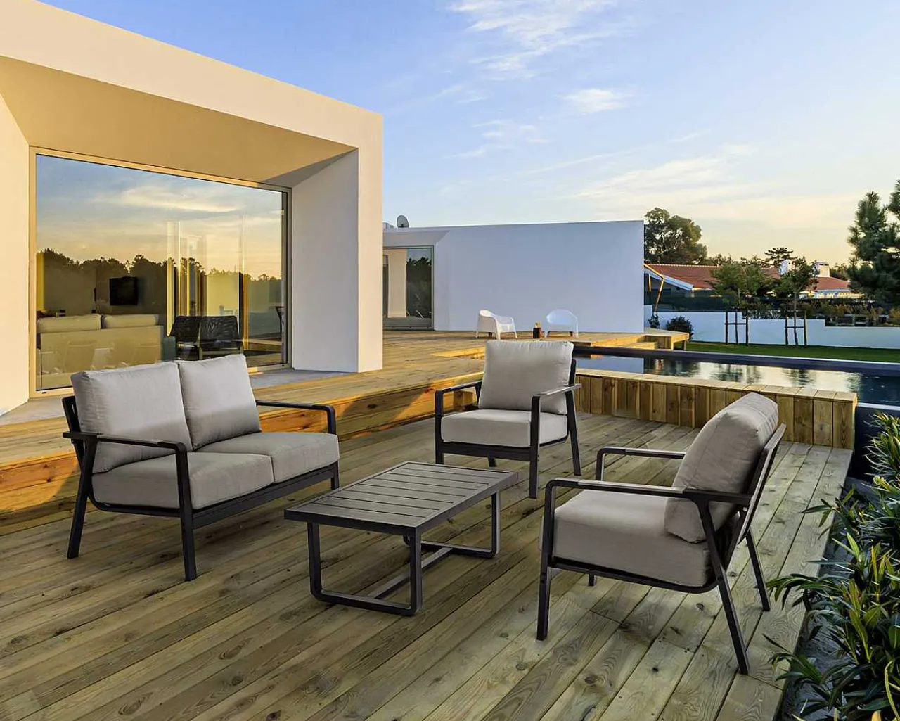 mutoni lifestyle Sitzgruppe Antares Anthrazit (4-Tlg)> Gartenlounge