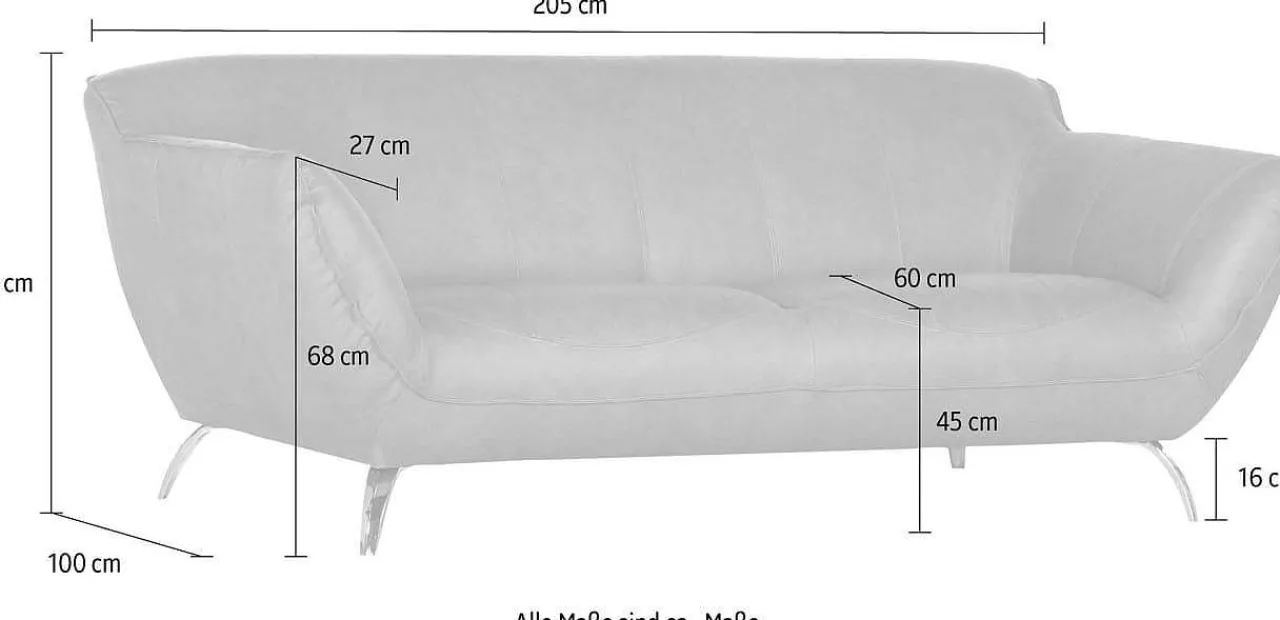 mutoni prime Sofa Liverpool Cognac 205X100X83> Ledersofas