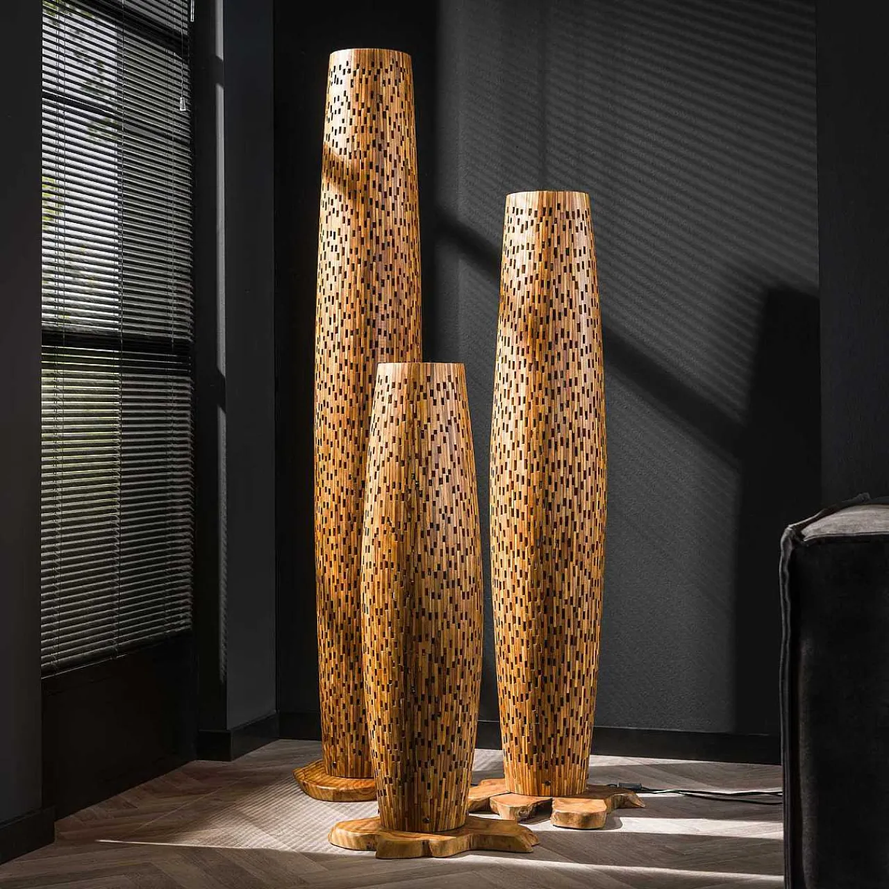 mutoni industrial Stehlampe Bars Teak M> Stehleuchten