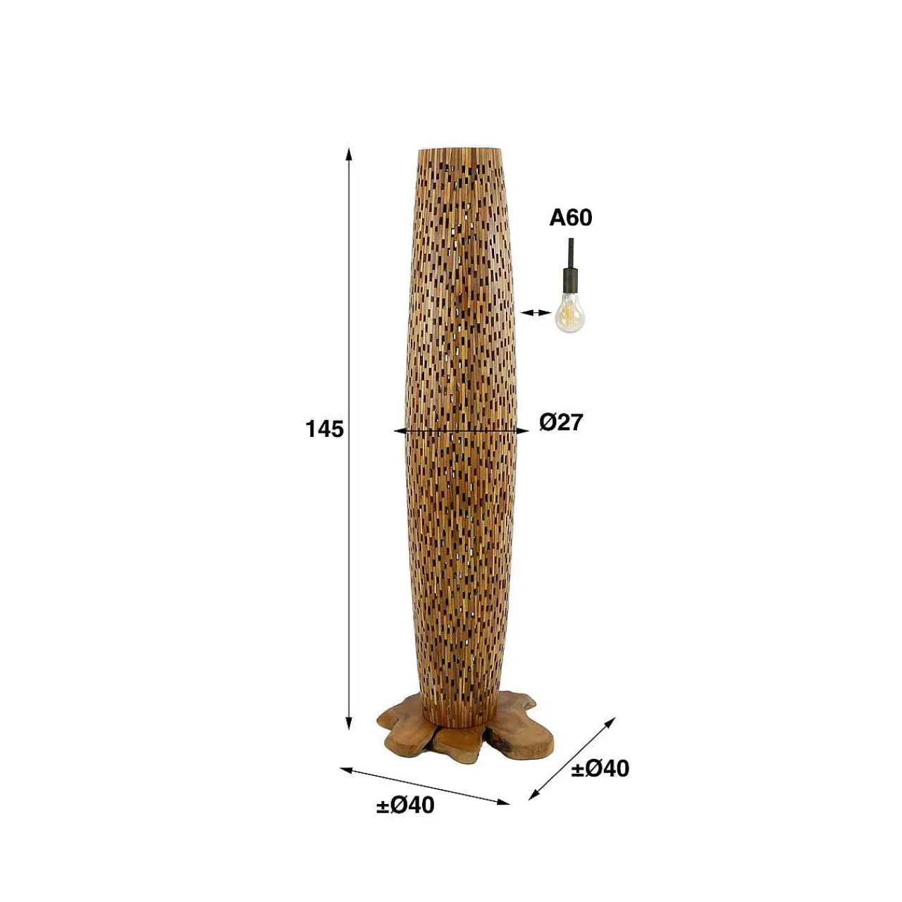 mutoni industrial Stehlampe Bars Teak M> Stehleuchten