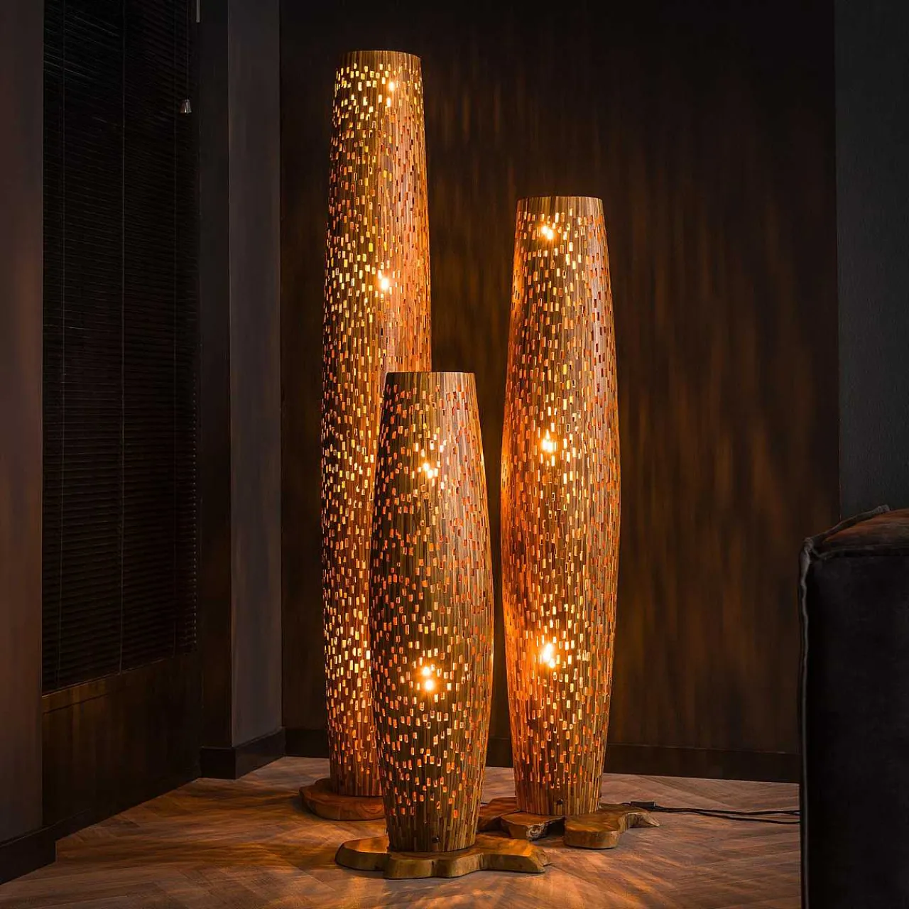 mutoni industrial Stehlampe Bars Teak M> Stehleuchten
