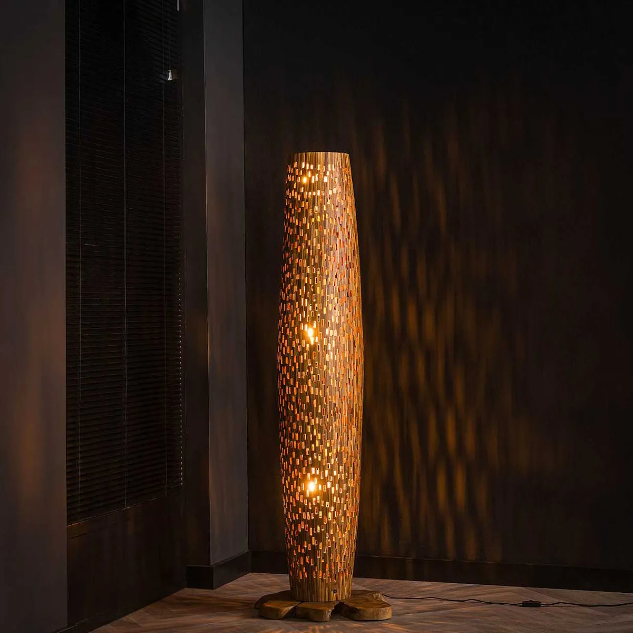 mutoni industrial Stehlampe Bars Teak M> Stehleuchten