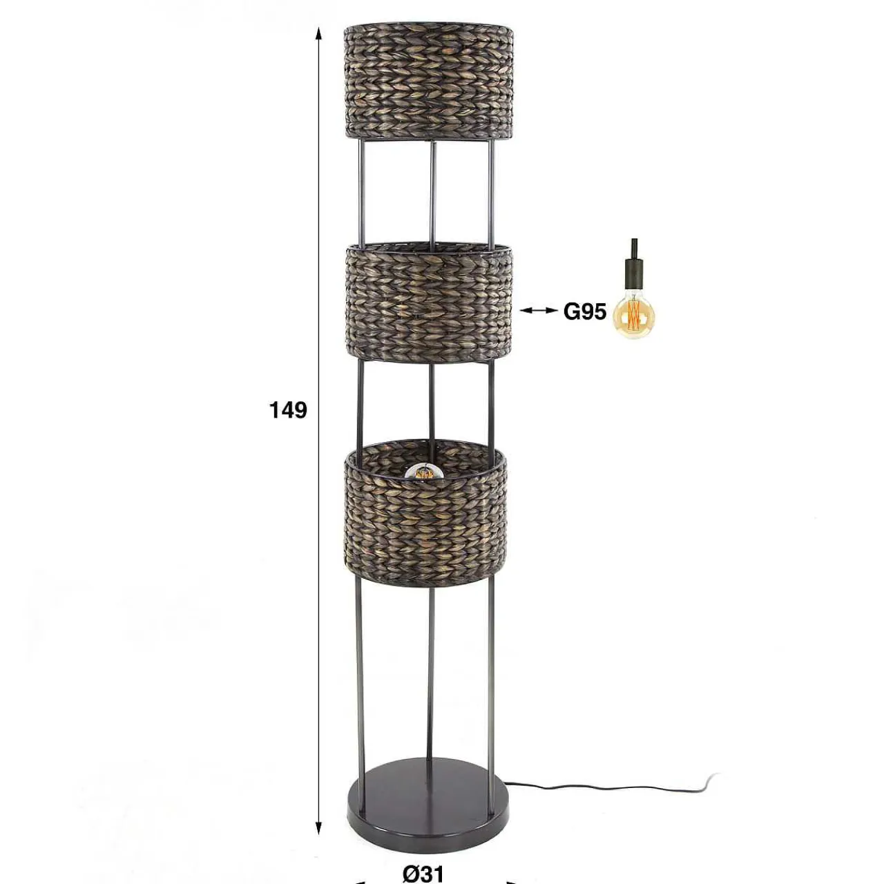mutoni industrial Stehlampe Jacinto 3L Tower> Stehleuchten