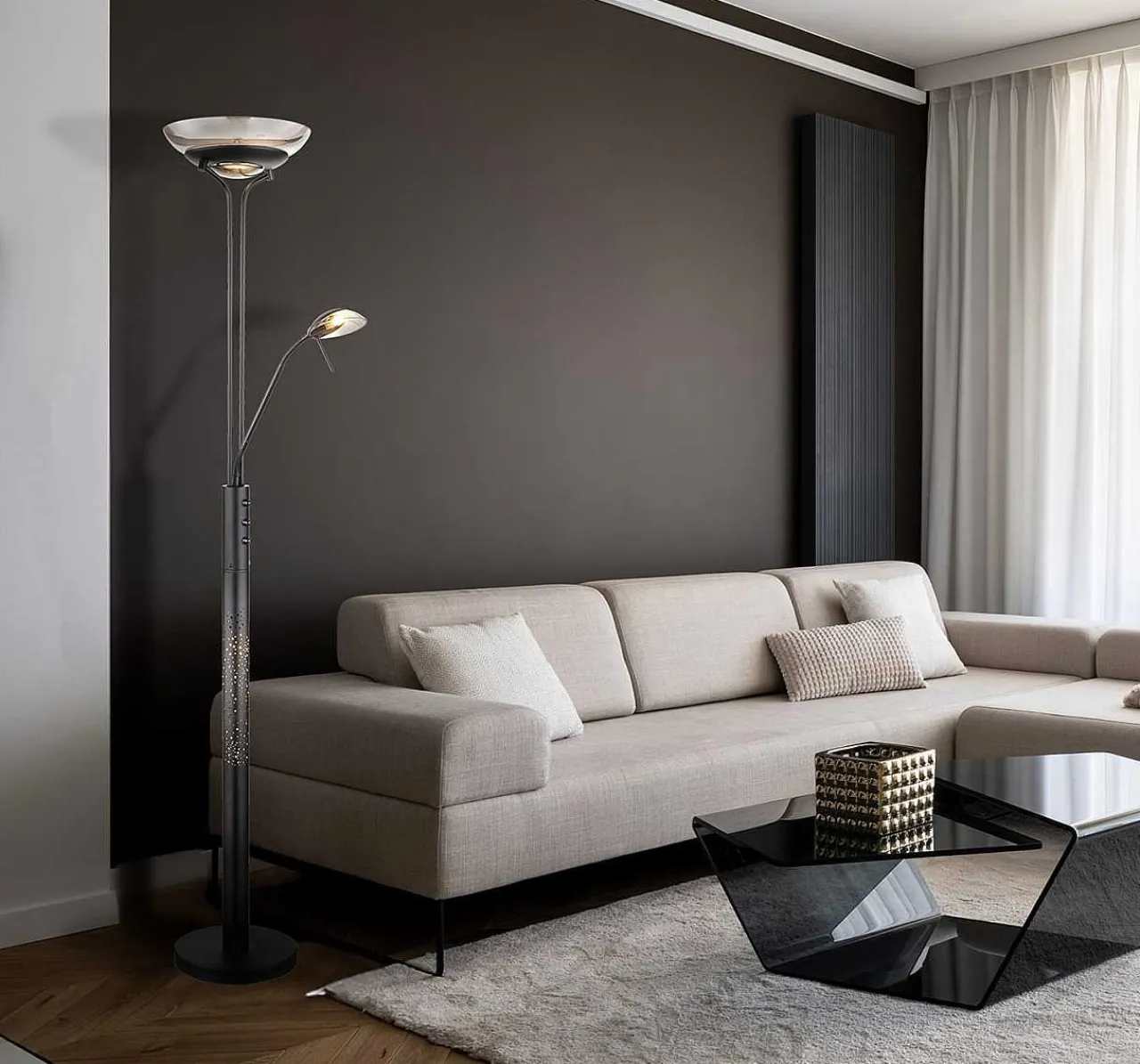mutoni light Stehleuchte Glanzara Metall Schwarz Matt Led 32> Led-Stehleuchten