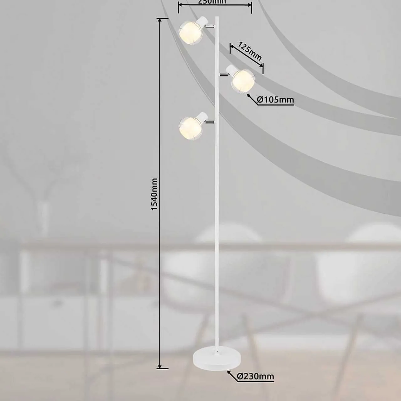 mutoni light Stehleuchte Tokki Metall Weiss Matt 3Xe14> Stehleuchten