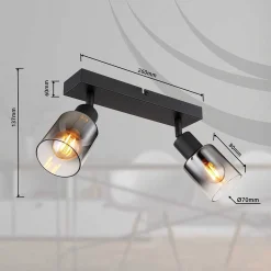 mutoni light Strahler Hubertus Metall Schwarz Matt 2Xe14> Deckenleuchten