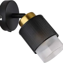 mutoni light Strahler Quellix Metall Schwarz Matt Gold 1Xe27> Wandleuchten